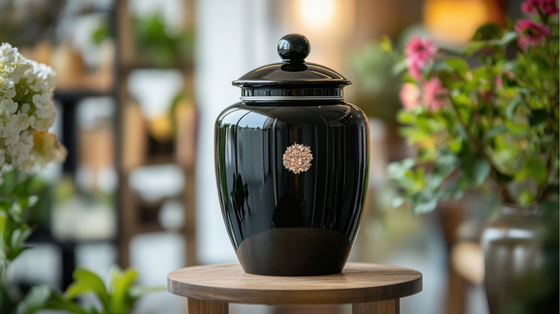 Sort urne ved bisættelse